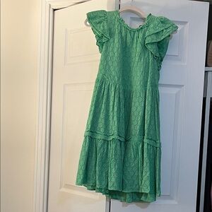 Olivaceous Green Eyelet Dress